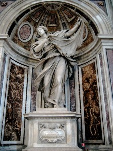 Statue of Saint Veronica by Francesco Mochi in a niche of the pier supporting the main dome of Saint Peter's Basilica.