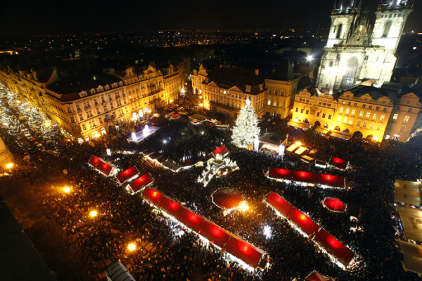 Old Town Square Christmas Tree Lighting Ceremony in Prague